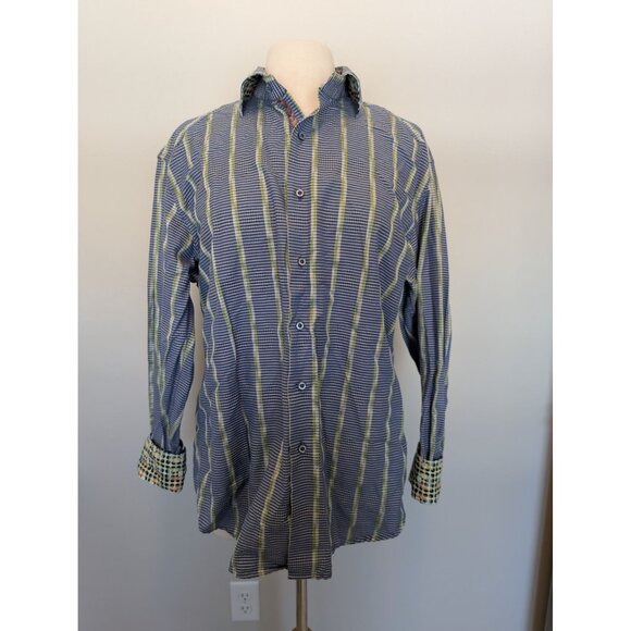 Robert Graham Large Casual Shirt Flip Cuff, stripes, Button Down - Picture 1 of 6